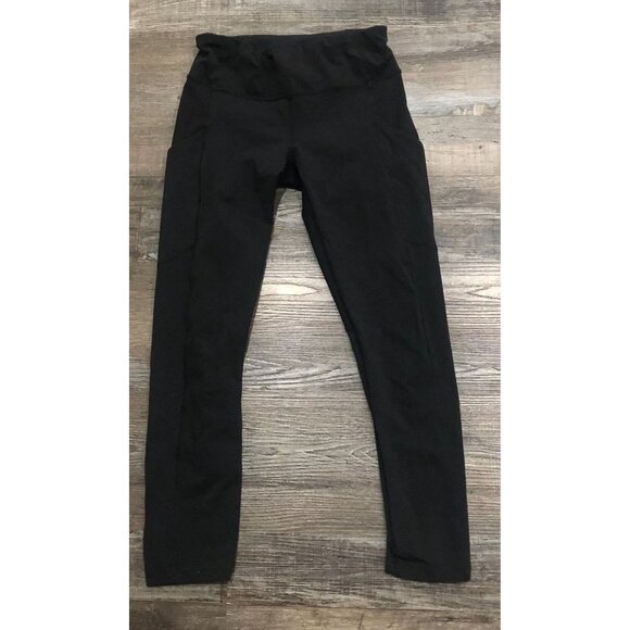 Lululemon Crop Leggings Size 4 Black Athletic Work Out Running Yoga - Picture 1 of 6